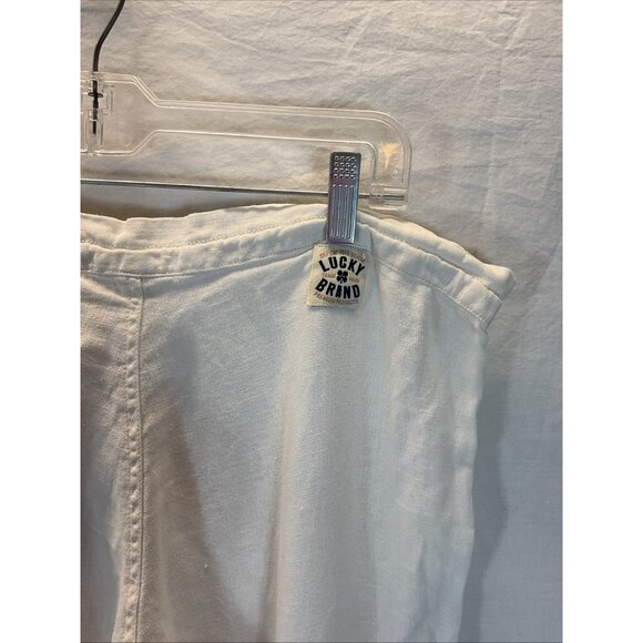 Lucky Brand‎ Womens size 8 / 29 Linen Dungaree Cargo drawstring Beach Boho - Picture 3 of 9